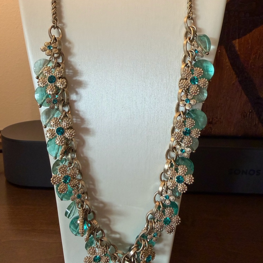 Talbots gold tone beaded long necklace